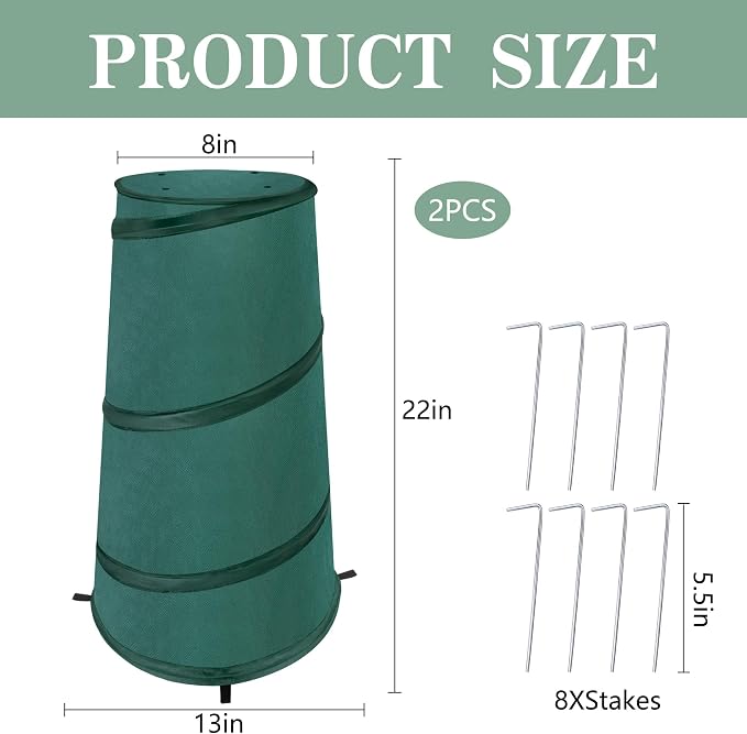 2 Pcs Pop Up Frost Protection Plant Cone, 8" x 13" x 22" Non-woven Winter Plants Freeze Protection Tent, Cold Weather Insulated Plant Protective Cone for Ice Snow Frost Protector Indoor & Outdoor