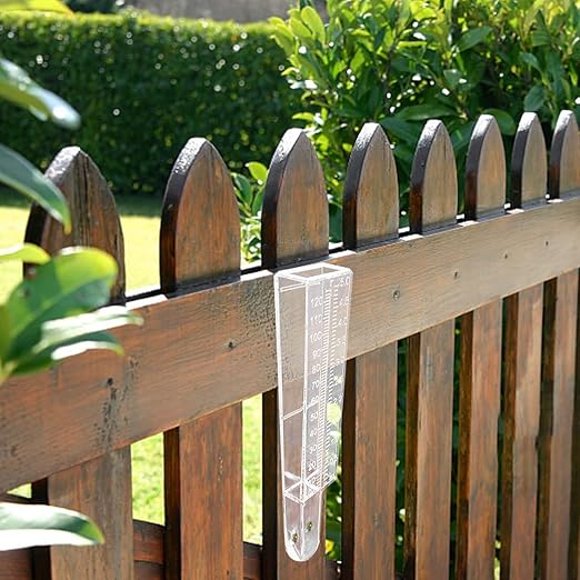 5-Inch Capacity Plastic Rain Gauge Outdoor Easy to Read for Yard Capacity Wall Mount or in Ground(Clear,2 Pieces)