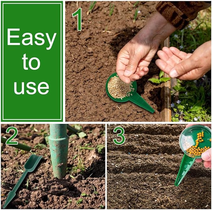 6pcs Mini Seed Spreader, 2025 Newest Planter Tool,Handheld Plastic Sowing Seed Dispenser Seedlings Dibber and Widger Tool for Planting Gardening Vegetables Flowers