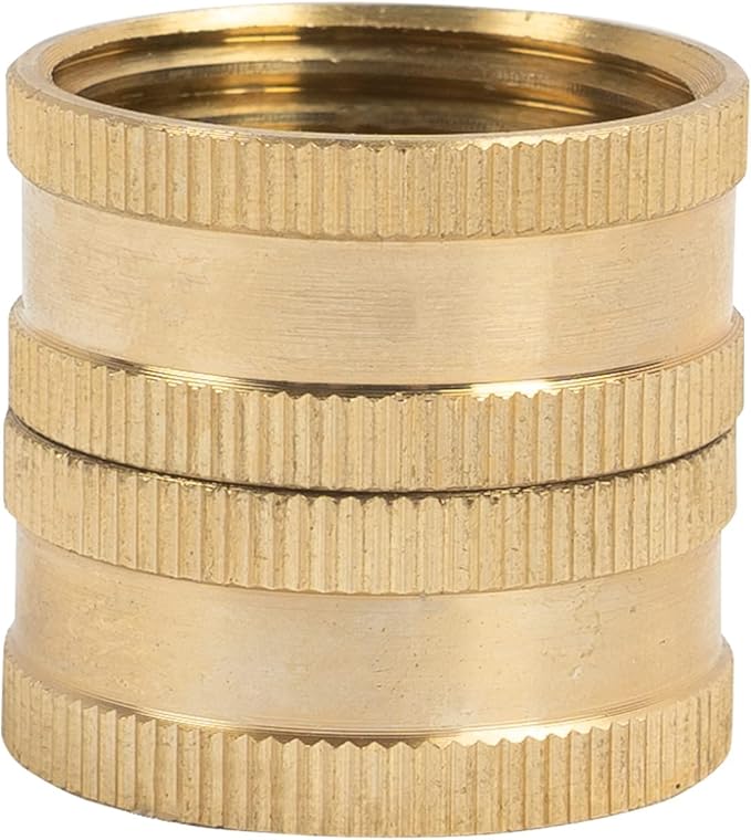 Hourleey Garden Hose Adapter, 3/4 Inch Solid Brass Hose Connectors, 4 Pack Hose Connector with 4 Extra Washers (Female to Female)