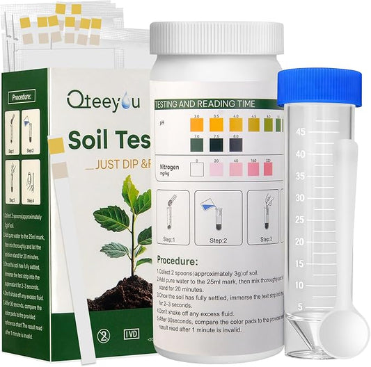 2-in-1 pH & Nitrogen Soil Test Kit, Home Soil Testing Kit Separately Sealed in Foils, Soil pH Nitrogen Test Strips for Garden Lawn Grass Flower Vegetable Nutrient, Quick & Easy-to-Use