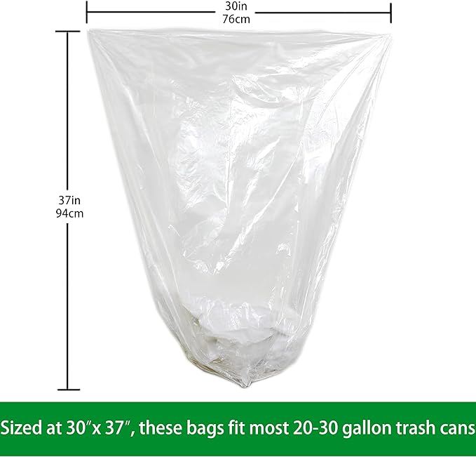 TYPLASTICS 20-30 Gallon Clear Trash Bags 30" x 37" High Density Can Liners Case of 500 for Office, Outdoor, Recycling, Industrial and Commercial