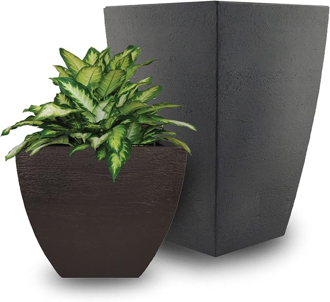 Tusco Products MSQT23ES Modern Square Garden Planter, 23-Inch, Espresso
