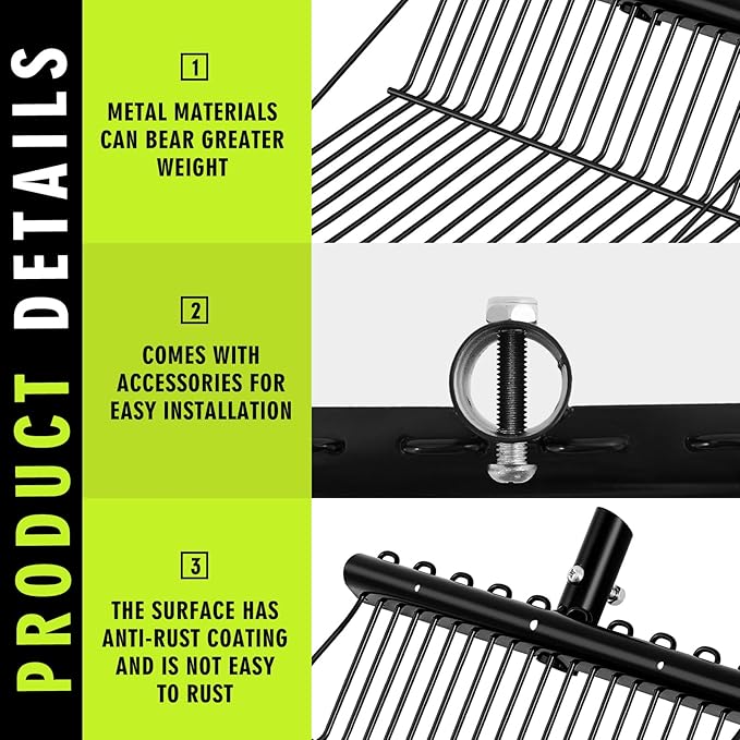 Tandefio 2 Pack Manure Fork Replacement Head Metal Pitchfork Horse Manure Rake Garden Pitch Fork Replacement Head with Angled Tines for Horse Stall Poop Picking up(Black)