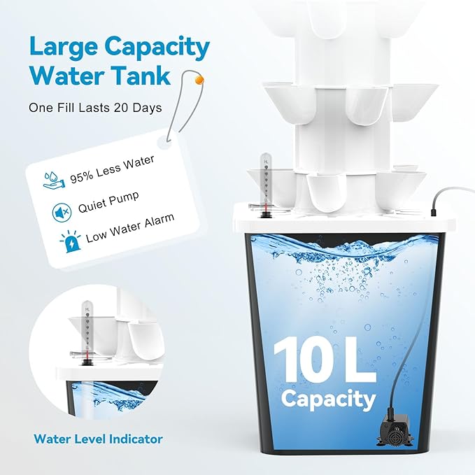 JESLED Hydroponic Tower with 5000K Full-Spectrum Grow Lights, 30 Pods Vertical 6 Tiers Hydroponic Tower, Hydroponics Growing System for Indoor Herbs, Fruits and Vegetables, High 37"
