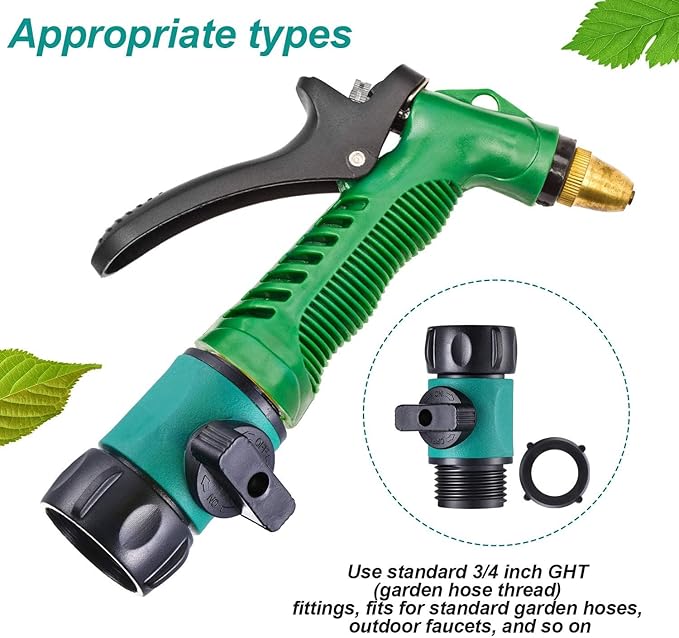 Hotop 6 Pcs Garden Hose Shut off Valve Plastic Connect Water Hose Turn off Valve with Anti Leak Standard 3/4 Inch Thread and Rubber Gaskets (Green)
