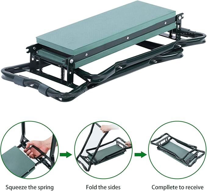 Garden Kneeler, Folding Stool, Portable Garden Bench EVA Foam Pad with Tool Bag Pouch