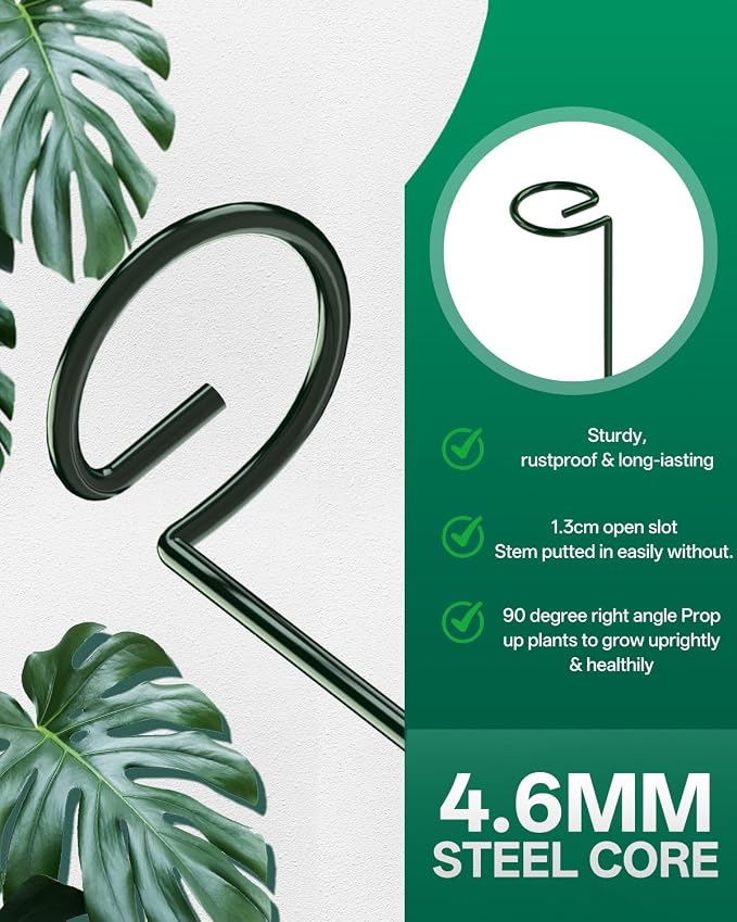 Breeze Touch 20 Pack Plant Stakes, 16 Inch Plant Support Stakes with 15 Twist Ties, Plant Sticks Support, Flower Stakes for Plants Peony, Tomato Seedling, Marigold, Amaryllis, Sapling, Coreopsis