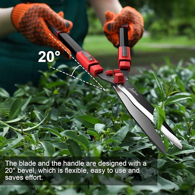 Telescopic Hedge Shears SK5 Carbon Steel Blades, Anti-Rust Coating, Lightweight Garden Clippers for Trimming Hedges, Shrubs & Bushes,Ergonomic Non-Slip Handles