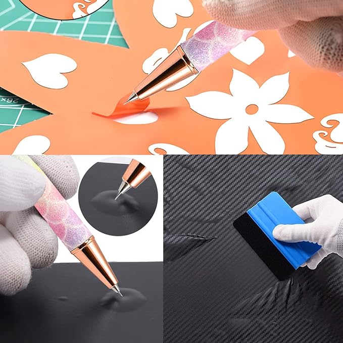 Weeding Tools for Vinyl，2 Pieces Air Release Pen Craft Vinyl Weeding Tools Stainless Steel Point Retractable Air Release Weeding Tools for Craft Weeding Essential Adhesive Vinyl (Multicolour)