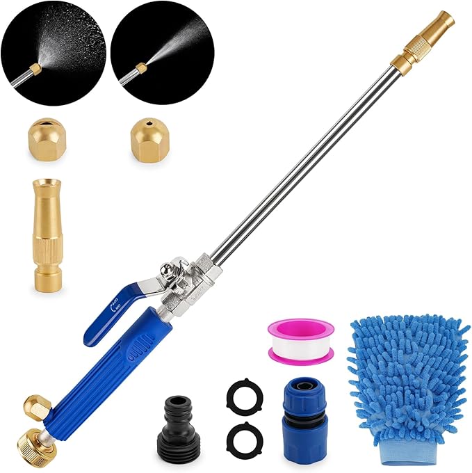 2026 Upgraded Jet Nozzle Power Washer Wand with 3 High Pressure Nozzles and Quick Connectors for Garden Hose, Hydro 2-in-1 High Pressure Heavy Duty Metal Nozzles for Watering Sprayer Cleaning Tool