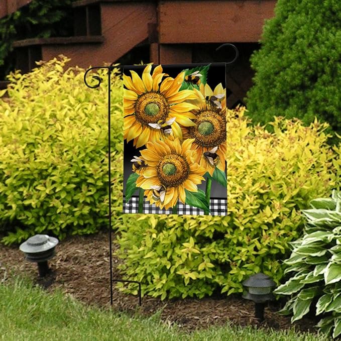 Buzzing Sunflowers Spring Garden Flag 18" x 12.5" Briarwood Lane