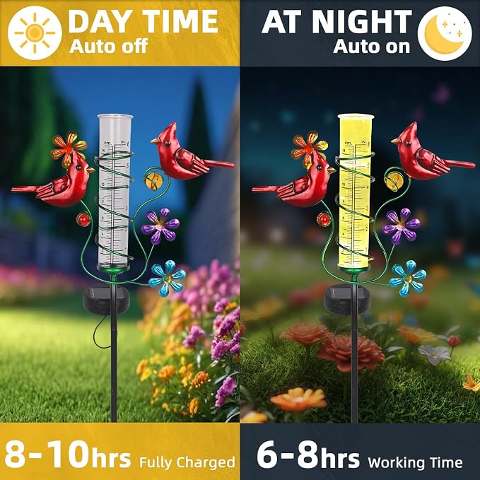 Rain Gauges Outdoors Best Rated, Freeze Proof Cardinal Rain Measure Gauge for Yard Fence, Adjustable Height Large Rain Measuring Tool for Garden