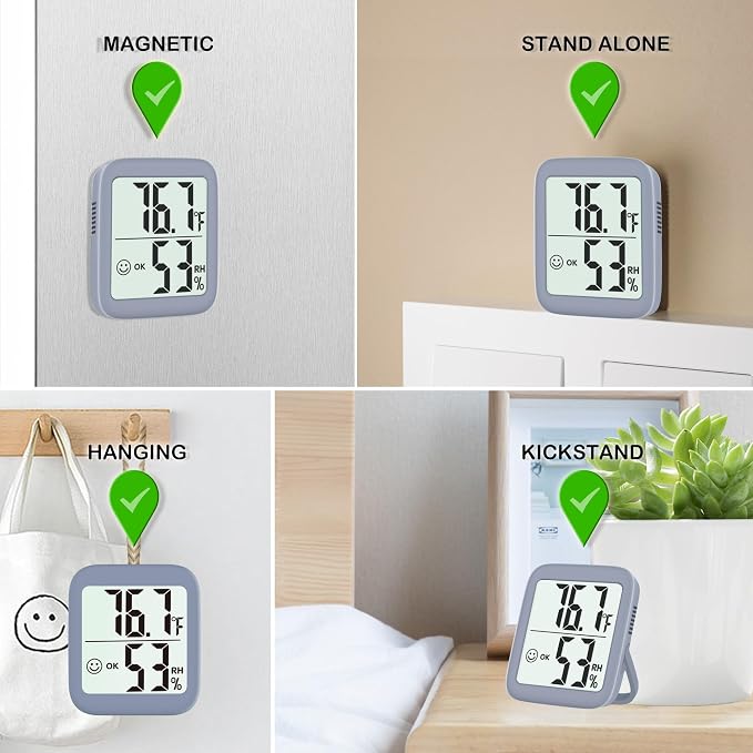 Antonki 2 Pack Room Thermometer for Home, Hygrometer Indoor Humidity Meter Gauge, Digital Temperature and Humidity Monitor Sensor for House, Terrarium, Incubator, Greenhouse - Battery Included