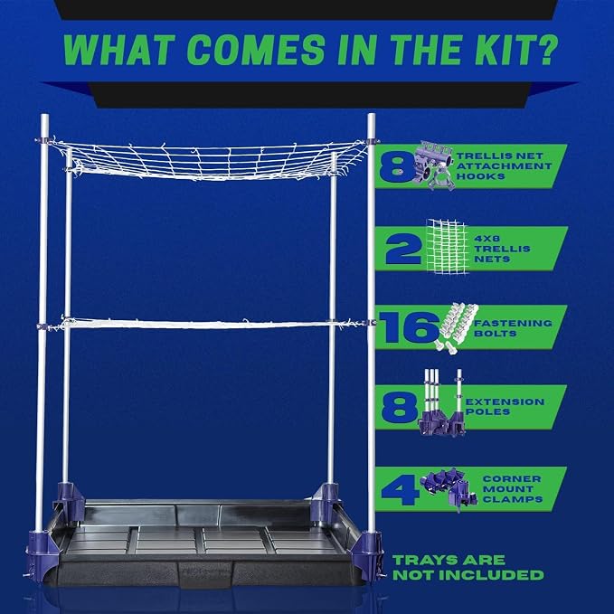 Trim Daddy Trellis System Support Kit (Model B) - for Climbing Plants | Round Corner | Ideal for Hydroponics Growing System, Greenhouse & Garden