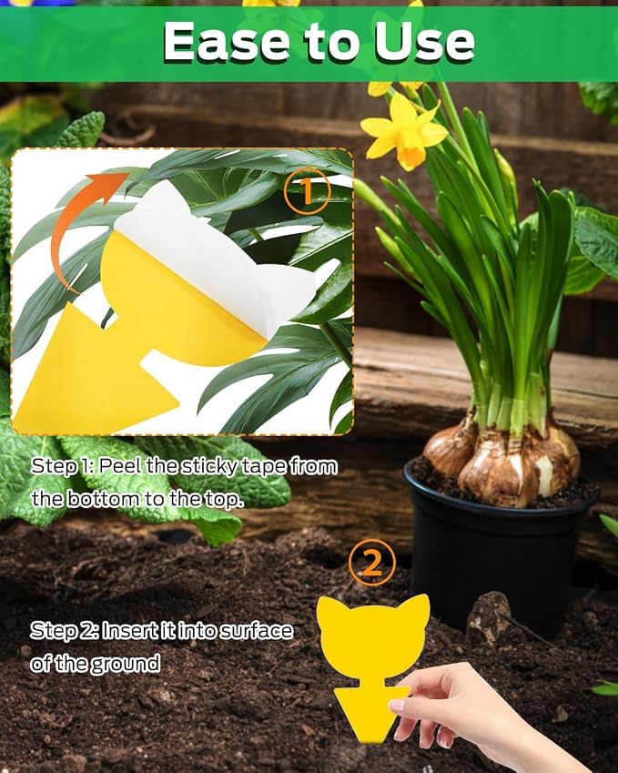 Sticky Traps for Flying Insects -20 PCS Yellow Sticky Traps for Seed Starting, Propagation Trays & Hydroponic Systems, Fungus Gnat & Whitefly Catcher for Grow Tents, Nurseries, Gardens