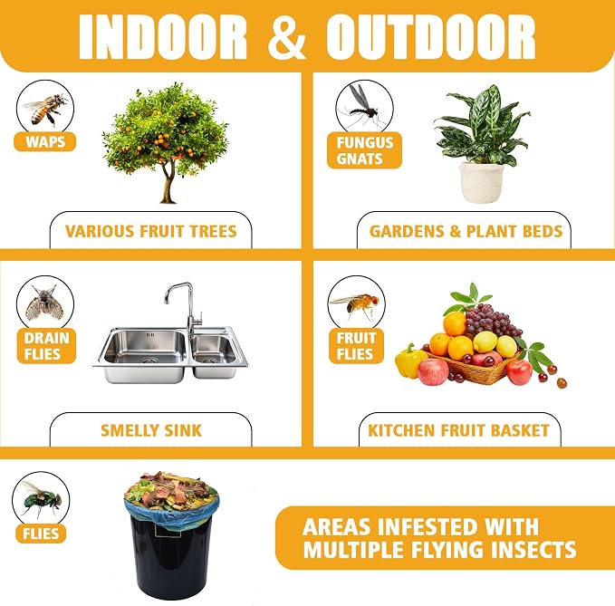 Sticky Insect Trap Ball, Osseph Fruit Fly Trap Balls for Indoor Outdoor 6pc, Physical Extra Sticky Hanging Bug Ball Catches Flie Gnat Wasps Mosquitoe Flying Insects (Orange)