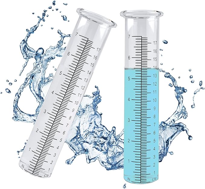 TBWHL 7" Capacity Rain Gauge Replacement Tube Glass, Rain Gauge Outdoor Replacement Glass, 8.27 Inches x 2 Inches Rain Gauges for Yard Garden Outdoor, Deck, Lawn (2Pcs)