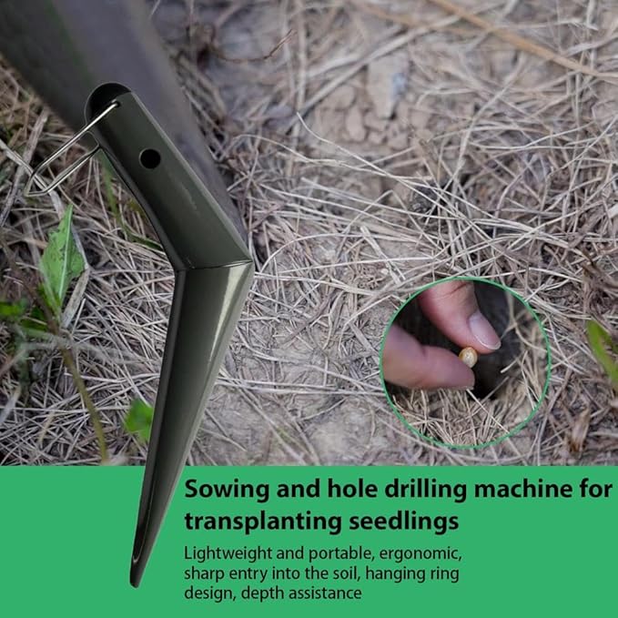 Garden Dibber Hand Tool for Seedling and Spring Bulb Planting, Plastic Ergonomic T-Grip Seed Planter with Depth Marker, Bulb Planter Tool for Flower and Vegetable Gardening