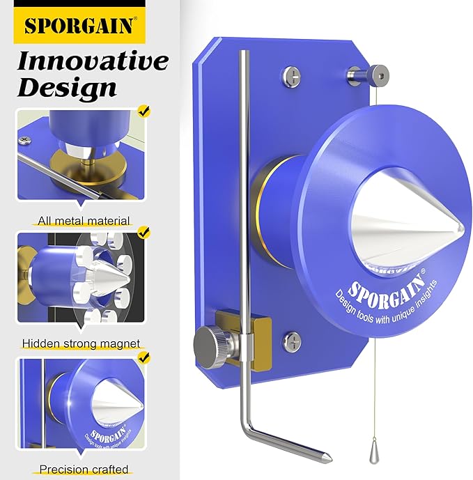 SporGain Lawn Mower Blade Sharpener & Blade Balancer, 15°-45° Adjustable Mower Blade Sharpener and High Precision Magnetic Balancer for Many Types of Mower Blade, Indigo