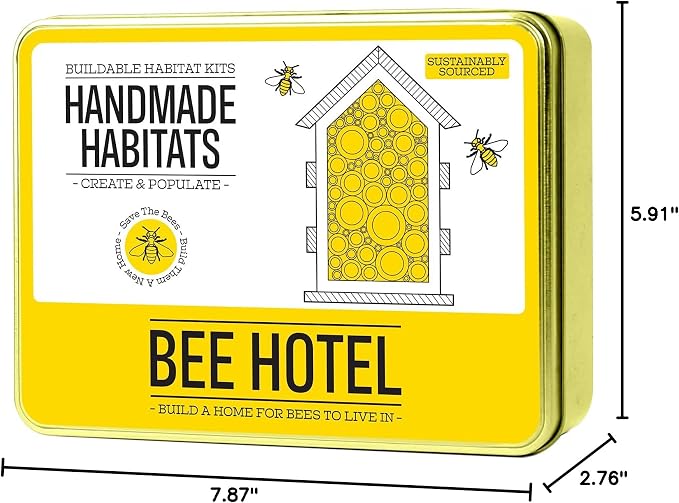 Gift Republic Handmade Habitats Personalised Bee Hotel Kit with 6-Pack Colouring Wooden Pencils Pencil Colours Orange/Black/Purple/Red/Green/Light Blue