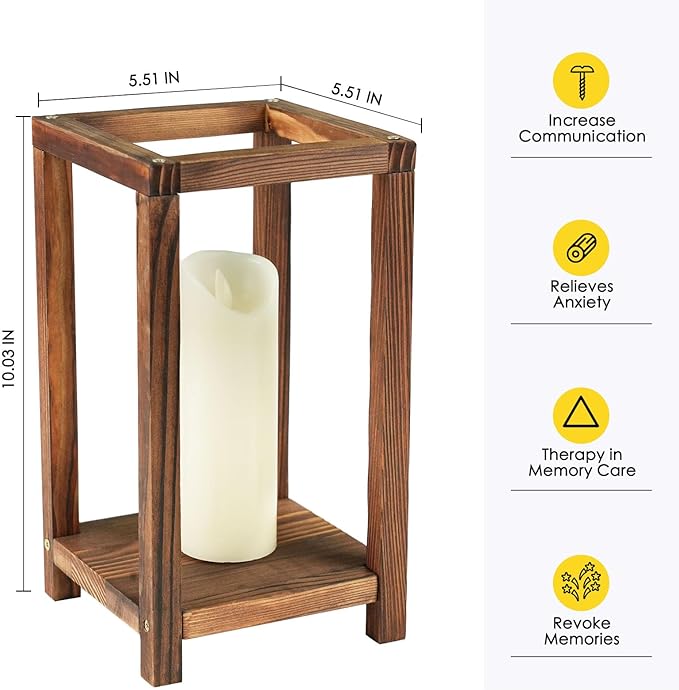 48 Pcs/16 Set Wedding Lantern Centerpiece for Table-Wooden Candle Lantern Bulk Includes 16 Farmhouse Wooden Candle Holder 16 Flameless LED Candles 16 Eucalyptus Leaves Wreath for Decoration