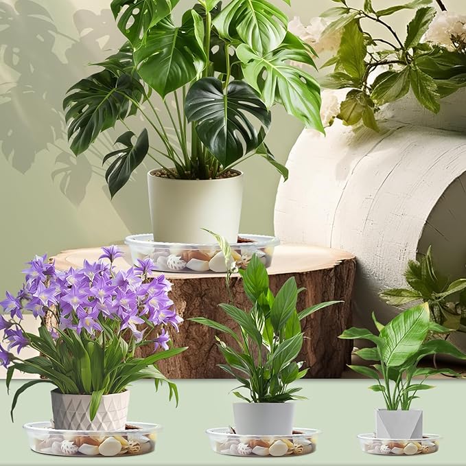 SupKing Large Plant Saucers Drip Tray 2 Pack 15 Inch Heavy Sturdy Plastic Flower Pot Saucers for Indoor,Clear Plastic Planter Water Tray for Plant Pots Liners (15''-Clear)