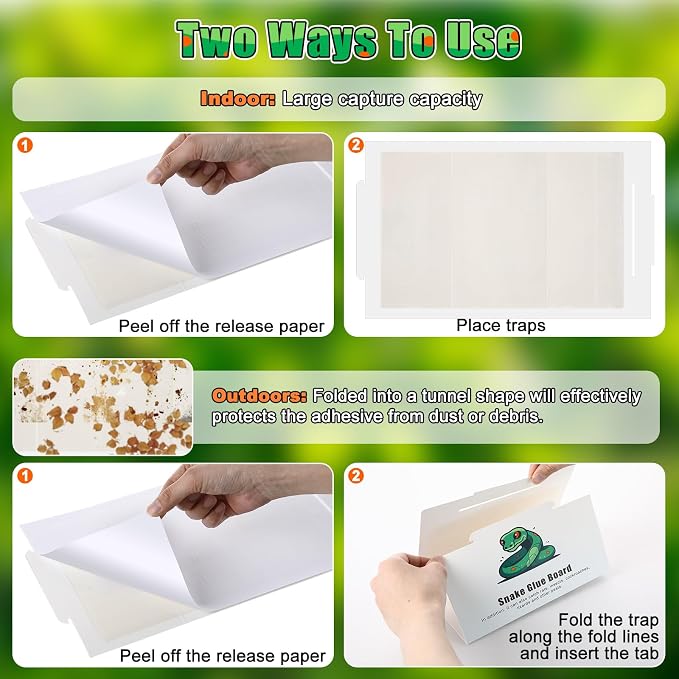 Qualirey 4 Pack Snake Glue Trap, 8 x 14 Large Sticky Snake Glue Boards for Inside Outside, Pre Scented Non Toxic Adhesive Traps with Enhanced Stickiness for Mouse Rat Lizard, Pet Safe Easy to Use