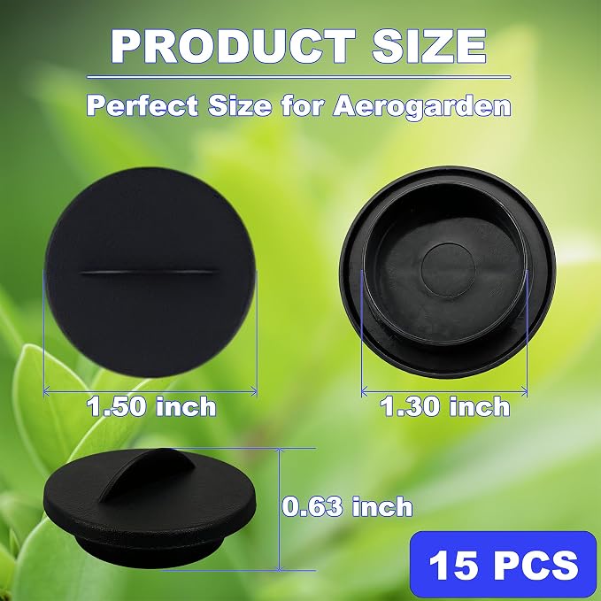 Plant Spacer Caps Compatible with Aerogarden Harvest, Bounty, Farm, Extra, Ultra All Models, Pod Covers Hole Covers for Indoor Growing System, Hydroponic Plant Spacers Cover Lids (Black, 15 Pack)