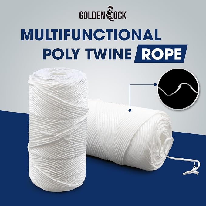 Heavy Duty 200 lbs Strong Polypropylene Tomato Twine, Garden Plant Tie String, Greenhouse Trellis Twine, Durable PP Tying Twine for Bundling, Packaging, Gardening, Farming (White/Green), 656FT