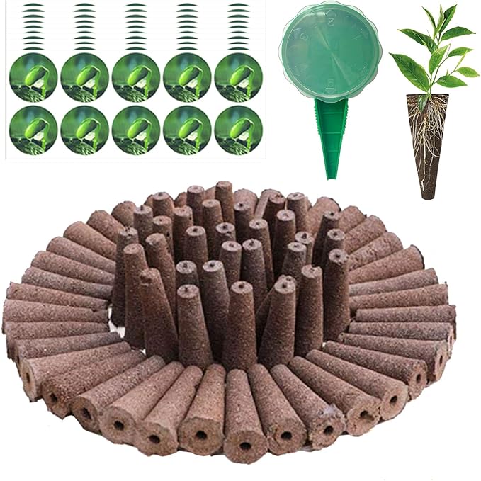 Hydroponic Grow Sponges Kit - 200pcs Seed Starter Pods Replacement, 100pcs Grow Sponges, 100pcs Labels, 1 Seeder - Compatible with Aerogarden & Other Brands - Indoor Hydroponics Growing System