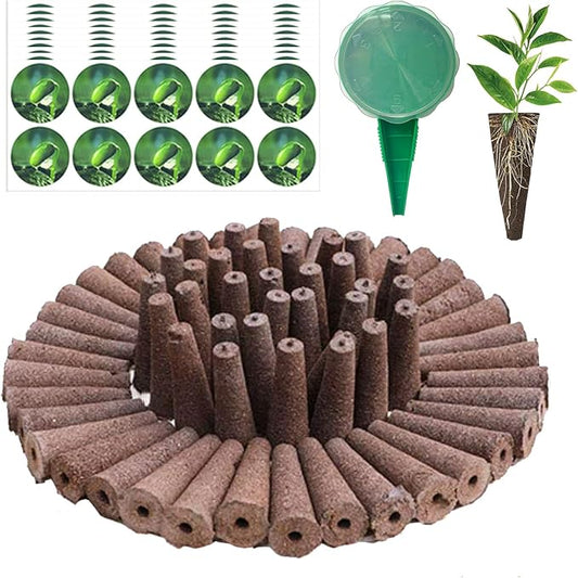 Hydroponic Grow Sponges Kit - 200pcs Seed Starter Pods Replacement, 100pcs Grow Sponges, 100pcs Labels, 1 Seeder - Compatible with Aerogarden & Other Brands - Indoor Hydroponics Growing System
