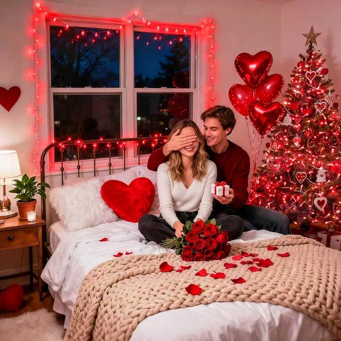 JMEXSUSS 66ft 200 LED Red String Lights Plug in | Clear Wire, connectable, 8 modes, Timer, Outdoor Indoor for Room Party Tree Halloween Christmas Decorations