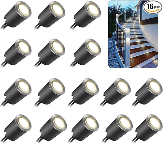 SMY Lighting Recessed LED Deck Light Kits with Black Protecting Shell φ32mm, Outdoor Landscape Lighting IP67 Waterproof,12V Low Voltage for Garden,Yard Steps,Stair,Patio,Floor,Kitchen Decoration