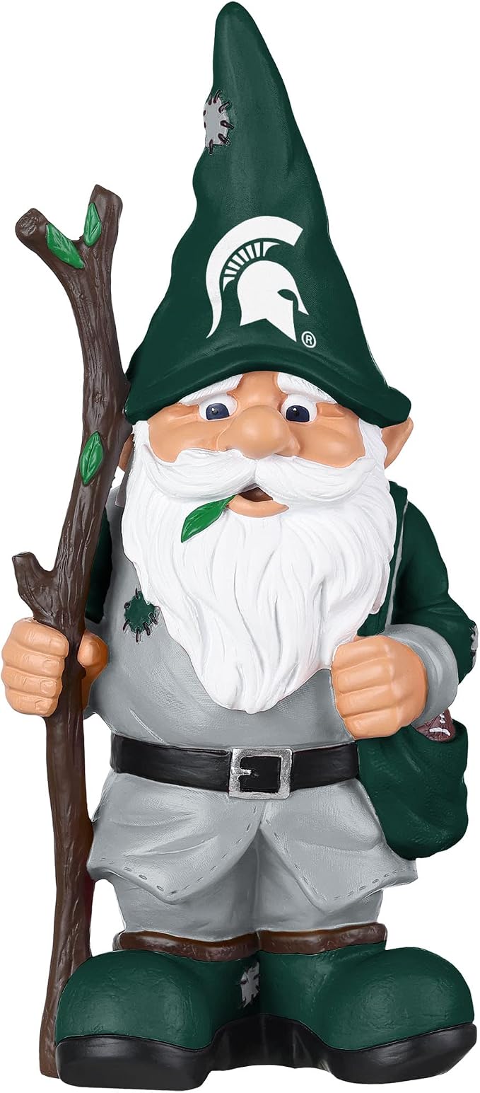 FOCO NCAA Unisex-Adult NCAA College Team Logo Holding Stick Garden Statue Outdoor Gnome