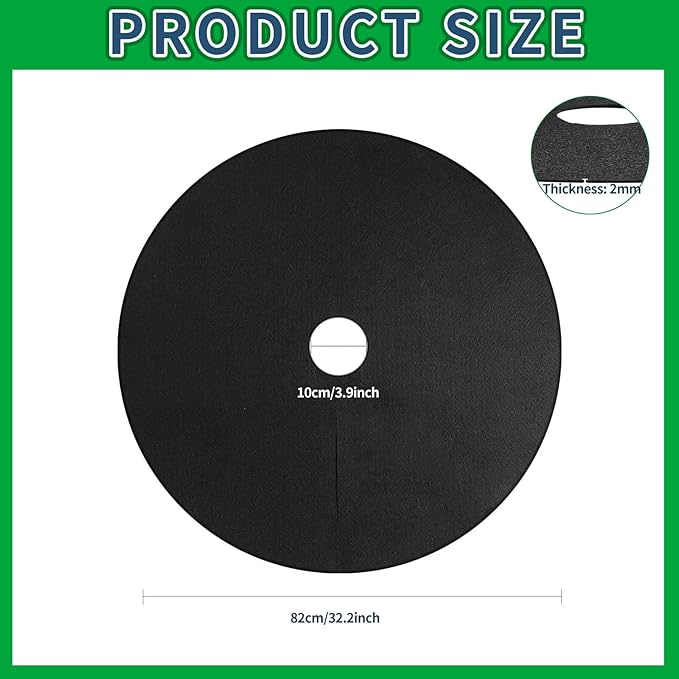 Shimeyao 8 Pack 32.2 Inch Non Woven Tree Mulch Ring Thickened Tree Mat Protector Reusable Trees Weed Mat Round Fabric Trees Root Barrier or Landscape Weed Barrier Plant Root Protection(Black)