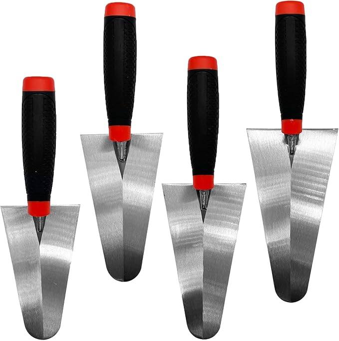 Bricklaying Trowel 4pcs Set, 5.9" 7" 7.87" 8.86'' Masonry Margin Gauging Trowel with Slip-resistant Handles, Brick Tool Set for Brickwork, Stonework, Masonry (Black-D Set)