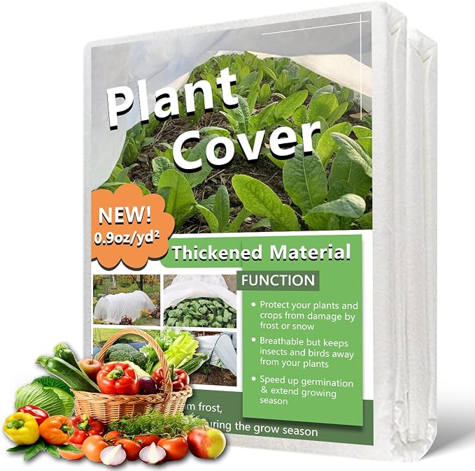 Plant Covers Freeze Protection 10 x 50 Ft, Thick Frost Cloth for Outdoor Plants, Winter Plant Blankets and Frost Covers for Garden Frost Protection, Floating Row Cover