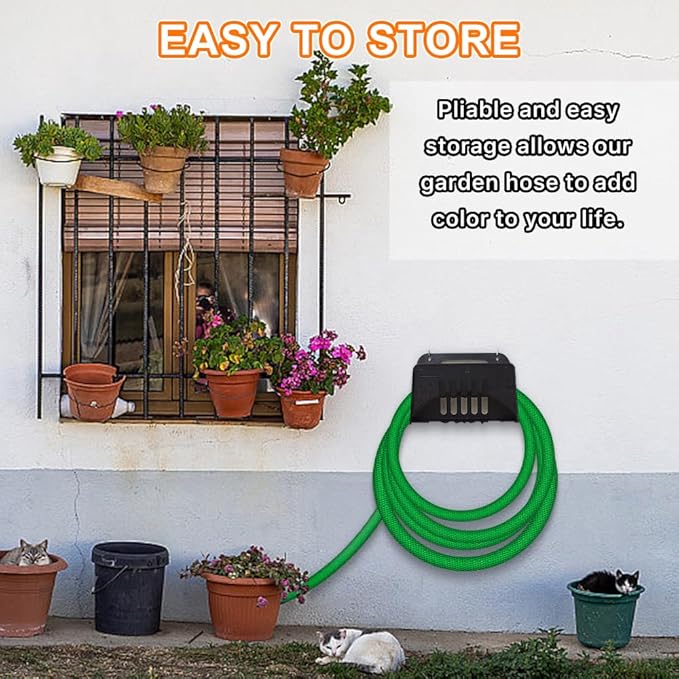 Garden Hose 75ft, Pliable lightweight Water Hose with Triple Layer 3/4" Fittings Ergonomic Grip Indoor & Outdoor Use Gift for Lawn Backyard Collapsible & Car Wash Watering Plants Green