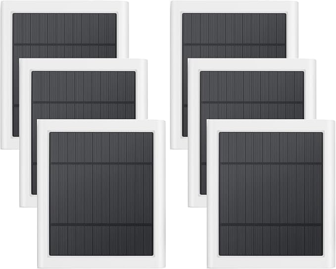 6 Pack IP65 Solar Panel for Rings Camera, 4W Solar Charger Compatible with Rings Spotlight &All-New Stick Up Outdoor Cam Battery, 10ft Long Cable with USB-C to Barrel Plug Adapter