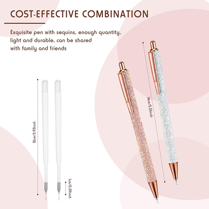 Epakh 2 Pieces Weeding Pen Vinyl Pen Pin Weeding Tool Fine Point Glitter Metal Vinyl Air Release or Car Puncturing Installation Retractable Craft Tool for DIY(White, Gold)