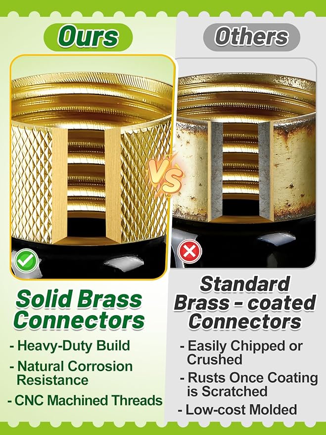 3ft Female to Female Short Garden Hose with Brass Fittings - Stainless Steel Metal Leader Hose Connector for Hose Reel, Heavy Duty & Flexible, for Outdoor Cleaning Car Pet