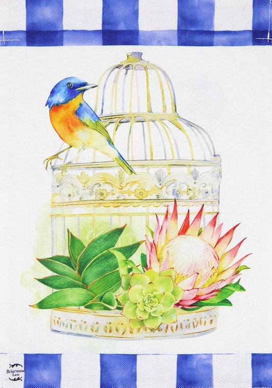 Birdcage Spring Burlap Garden Flag 12.5" x 18" Briarwood Lane