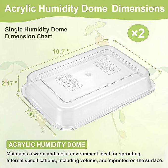 Sprouts Growing Acrylic lid for 2-Tier 10.4 inch Trays, Microgreens Growing lid, Seed Sprouting Sprouts for Beans Alfalfa Broccoli Wheat Grass