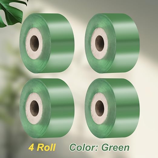 HARFINGTON 4 Rolls Fruit Tree Grafting Tape 2CM x 100M PE Stretchable Garden Grafting Tool Plants Self Adhesive Floristry Film for Floral Tree and Poly Budding, Green
