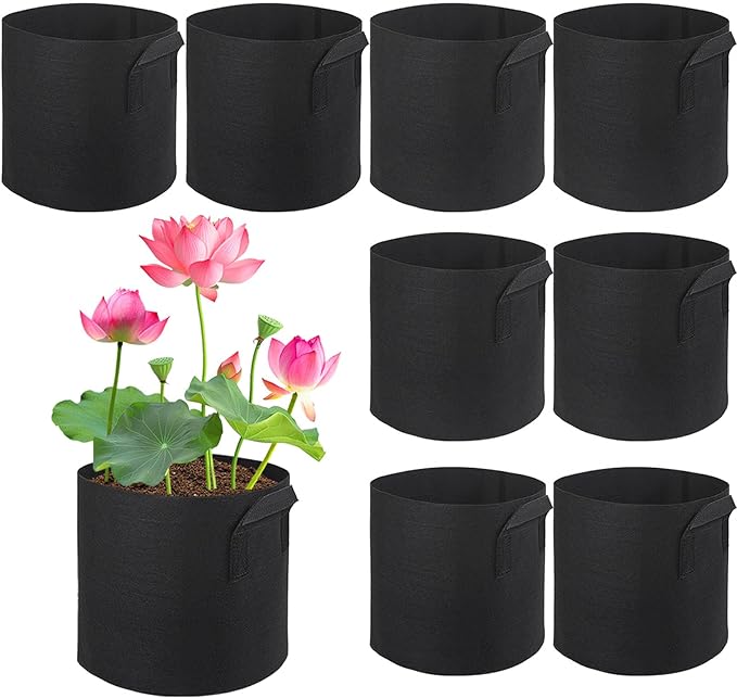 8Pack Lily Plant Pots for Pond, Thickened Nonwoven Plant Fabric Pots with Handles, Durable Breathe Reusable Fabric Plant Bags for Aquatic Plants, Potato, Carrot, Onion, Flower