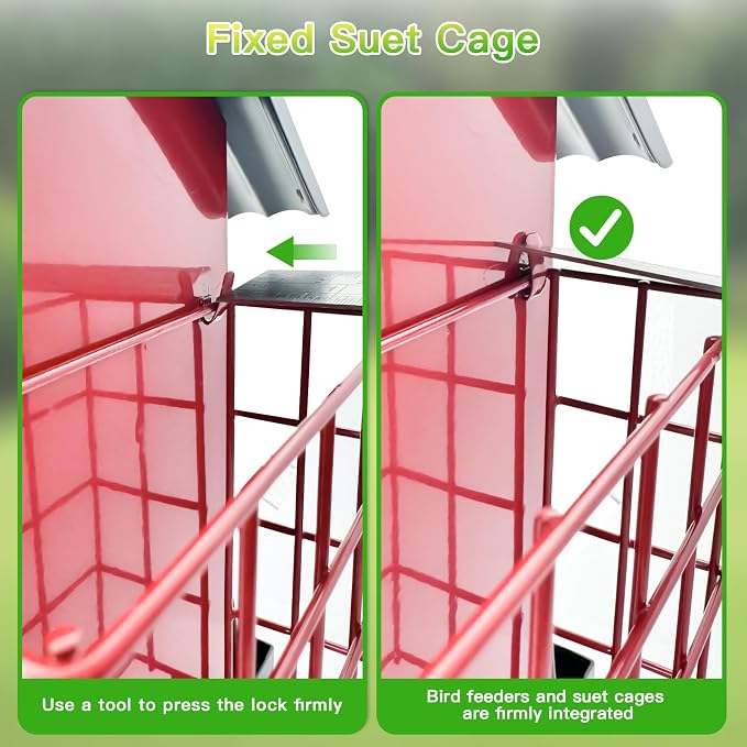 FlowaFoli Bird Feeders for Outdoors Hanging, Metal Bird Feeder with Double Suet Cage Cake, Large Capacity, Birdfeeders Sturdy & Weatherproof, Easy to Clean & Refill, Great for Attracting Wild Birds