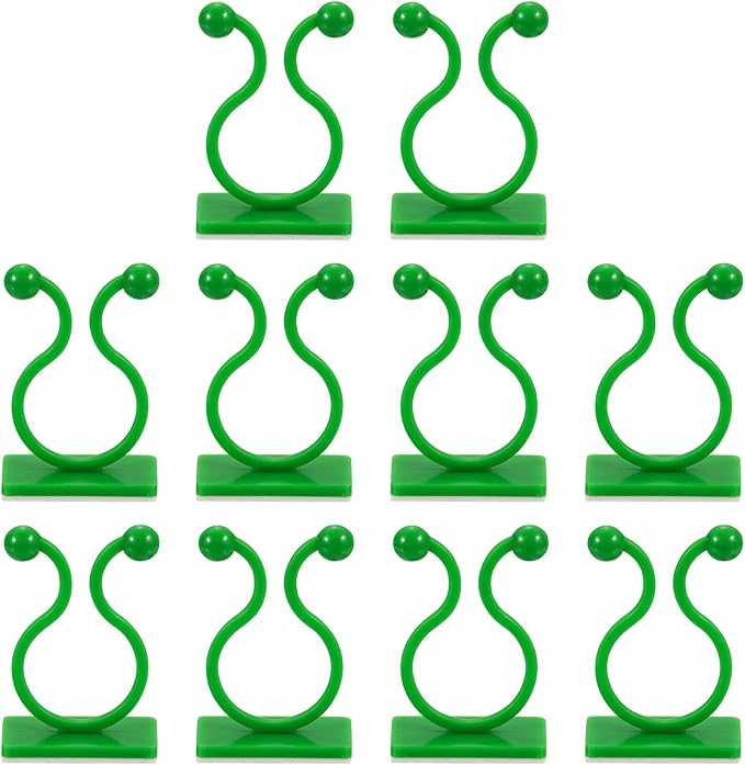 uxcell 100Pcs Plant Climbing Wall Fixture Clips, Plant Fixer Self-Adhesive Hooks Wire Fixing Supporting for Indoor Outdoor Decoration and Cable Wire Fixing (Green, 16.2mm/0.64")