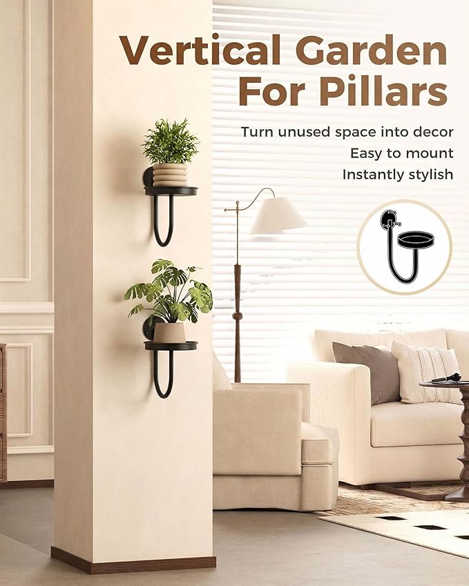 Leaf&lull Hanging Planters for Indoor Plants Wall Planter with Plant Hanger Holder Wall Hanging Decor 2 Pack Black