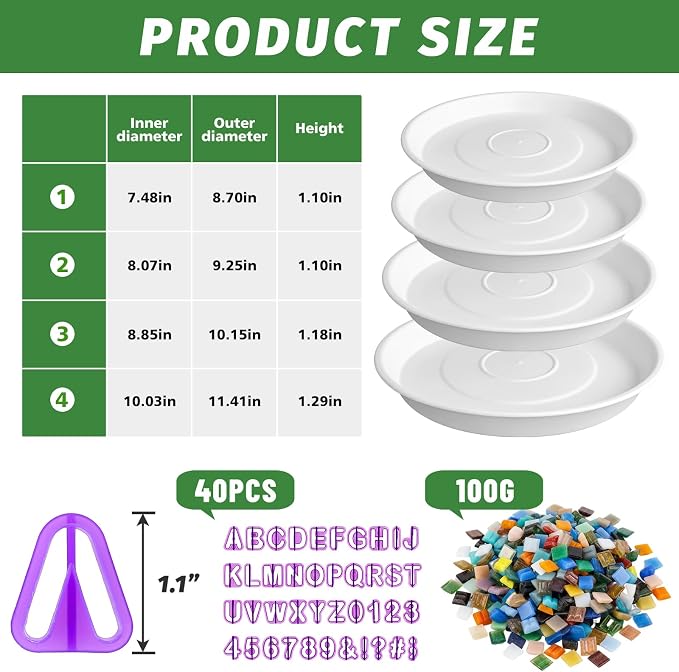 U0U Stepping Stone Kit Includes 4 Size Round Cement Molds,Mosaic Tiles and Carving Tools,DIY Garden Stepping Stone Kit for Kids,Family,Outdoor Walkways Pavement Decoration (No Concrete Mix)